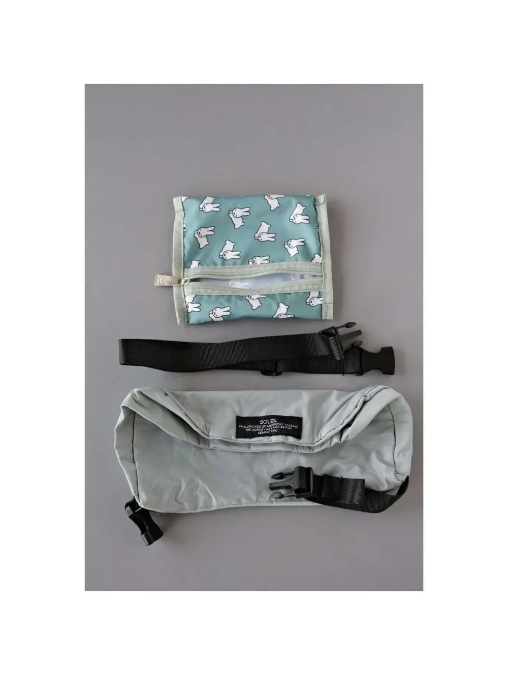 Miffy Dick Bruna SOLEIL Green Foldable Shoulder Bag with Storage Pouch NWT